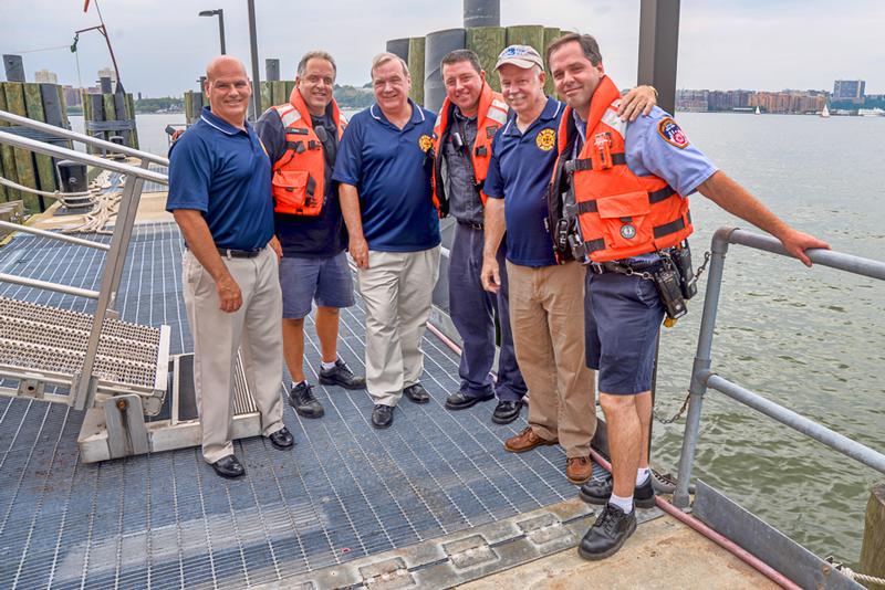 Members of the FDNY Honor Legion get together with the crew of the 343 Fireboat to say thank you for assisting the families who turned out for the Parent/Sibling Brunch and Boat Ride.