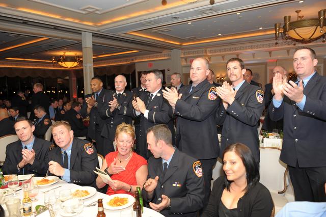 Mrs. Ronaldson applauding the induction of her son, Alfred Ronaldson Jr. L59.  Mrs. Ronaldson is a Line of Duty Widow, and her son carries the proud name of his dad, Fr Alfred Ronaldson Rescue 3 LODD